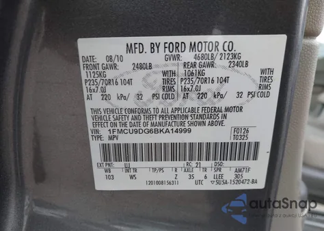 2011 Ford Escape Xlt from USA, damaged, VIN 1FMCU9DG6BKA14999